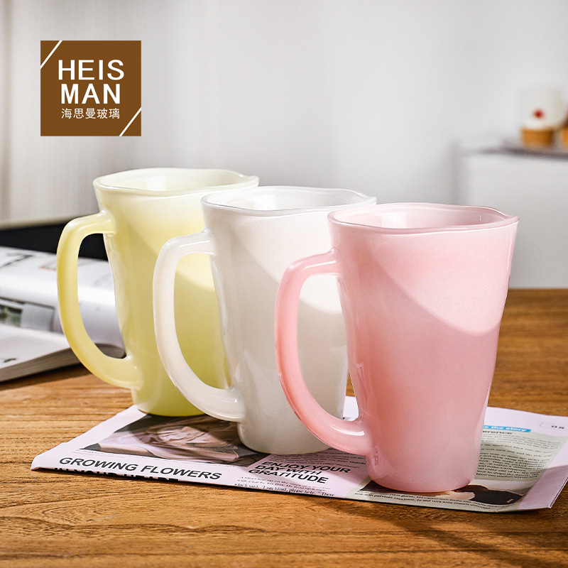 創意釉色不規則馬克杯咖啡水杯家用簡約糖果色把手杯批發