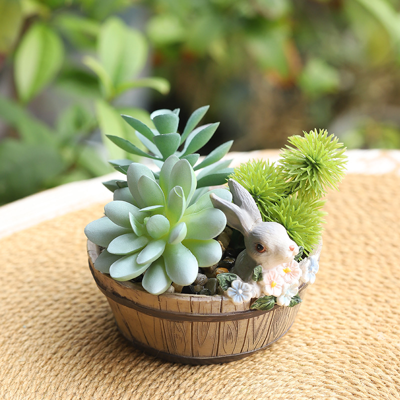 Chậu Cây Resin Chậu cây mini phong cách vintage, chậu cây mọng nước trang trí bàn, sân vườn và tiểu cảnh (RG-64)
