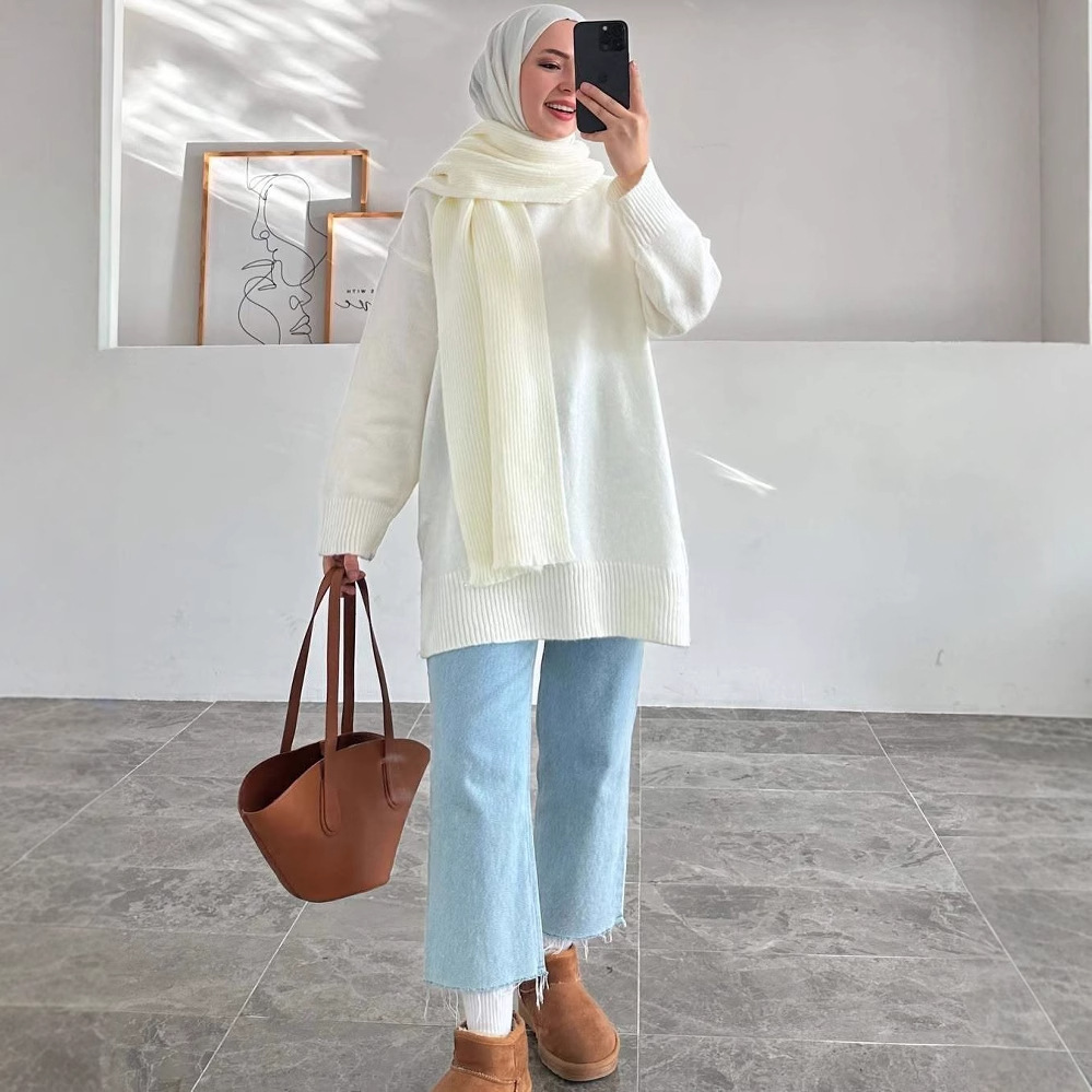 2024 otoño nuevo estilo europeo y americano Amazon transfronterizo ropa de mujer de color sólido estilo casual plácido universal suéter de punto suelto image 10
