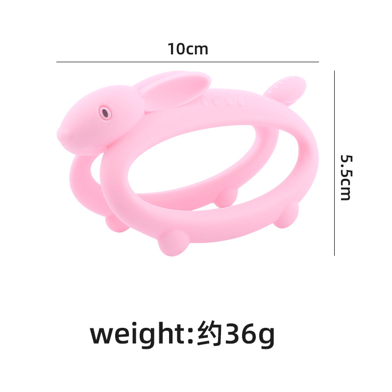 Nuevo bebé de dibujos animados animal mordedor creativo bebé de silicona conejo mordedura gel molar juguete AliExpress