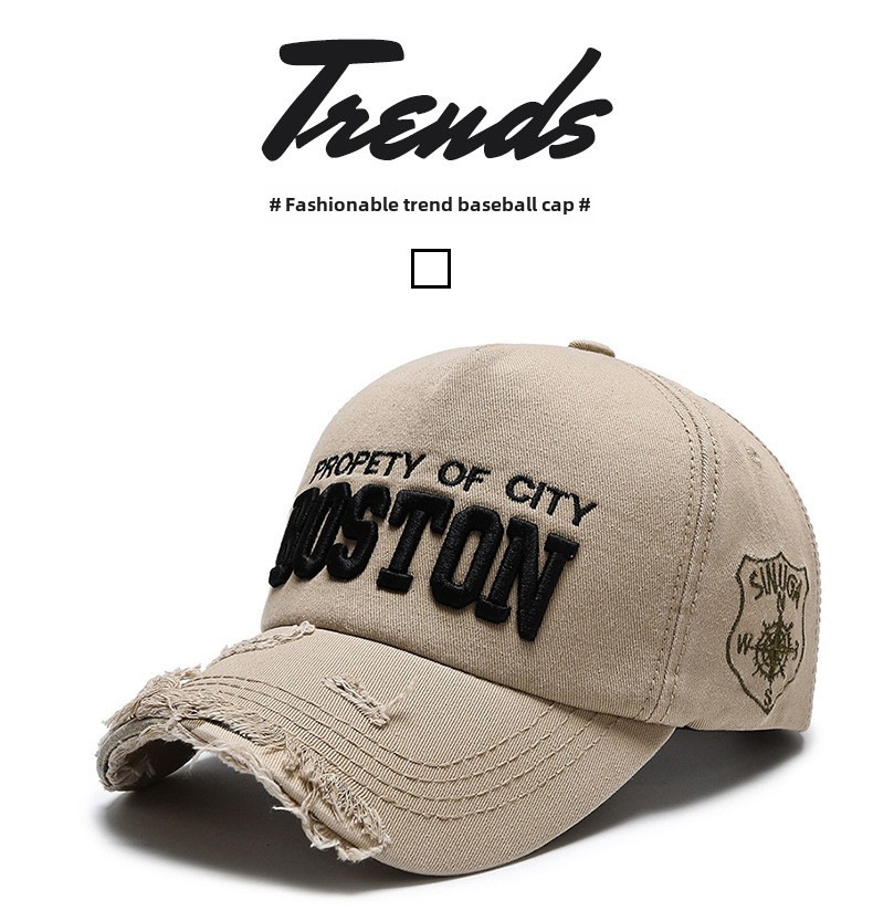 New Style Personalized Ripped Side Letter Cowboy Baseball Hat Soft Top Women's Spring and Summer Casual Cap Sunshade Hat_voghion.com