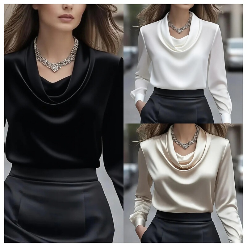 2026 Amazon Aliexpress Hot-Selling Item: Autumn Fashion Elegant and Stylish Solid Color Simple Long-Sleeve Shirt for Women 2026 Amazon Aliexpress Hot-Selling Item: Autumn Fashion Elegant and Stylish Solid Color Simple Long-Sleeve Shirt for Women