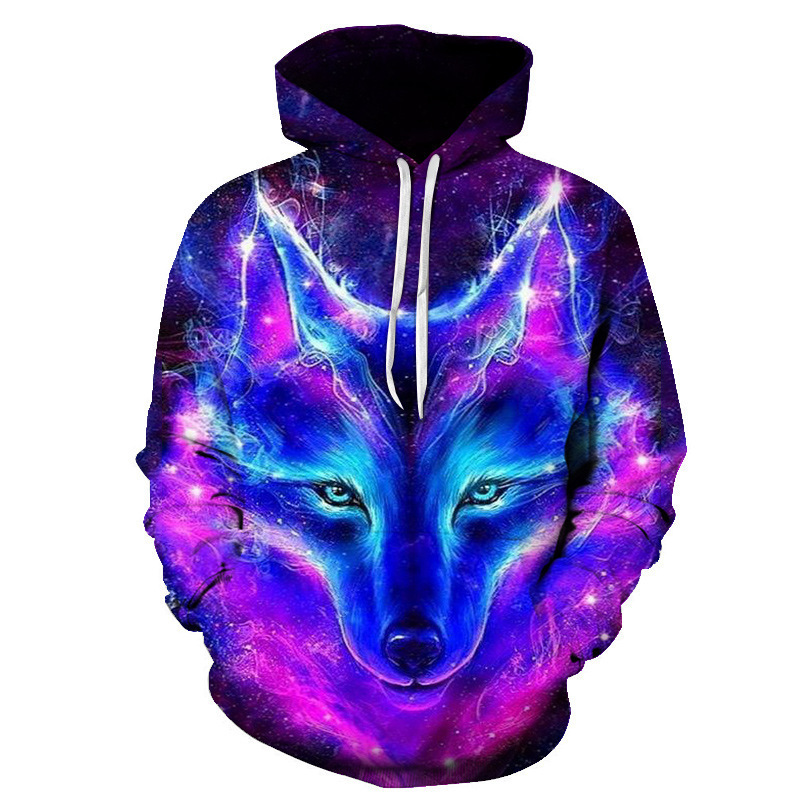 Factory wholesale AliExpress Amazon 2022 new laser wolf wolf3D digital printing hoodie sweater Factory wholesale AliExpress Amazon 2022 new laser wolf wolf3D digital printing hoodie sweater