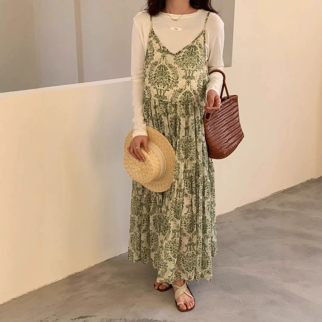 Модная одежда для беременных Американский праздник Пасторальный цветочный набор для беременных юбка Сладкое шифоновое платье