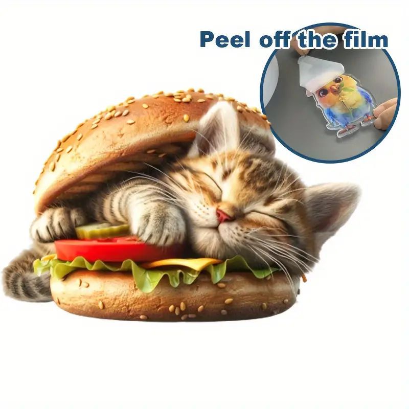 Creativo nuevo personalidad hamburguesas adorable gatito colgante acrílico plano transfronterizo colgante de decoración espejo retrovisor interior