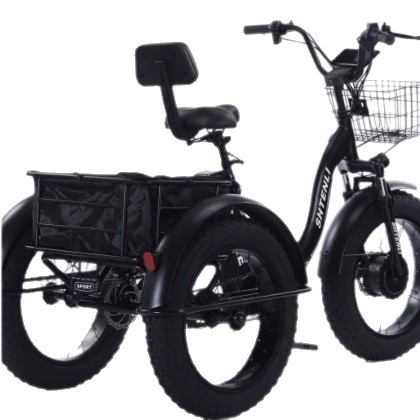 2025 pequeño triciclo eléctrico plegable de acero negro de alto carbono material de aleación de aluminio unisex 20 pulgadas neumático gordo