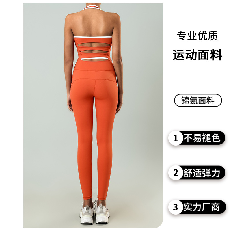 Europa y América transfronteriza Comercio exterior deportes fitness mono color a juego Halter de secado rápido yoga belleza espalda mono con almohadilla en el pecho