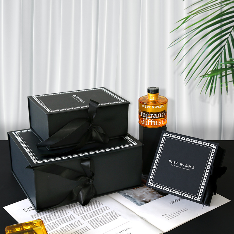 空盒礼盒香水礼物盒黑色礼品盒子口红伴手礼盒书型盒包装盒批发