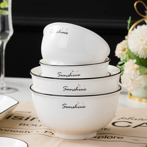  new dish set Nordic style household ceramic tableware simple rice bowl plate soup noodle bowl microwaveable