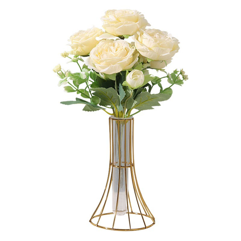 Легкая Роскошная золотая железная прозрачная ваза Цветочная композиция гидропонный контейнер домашнее мягкое украшение обеденный стол украшение для гостиной украшения