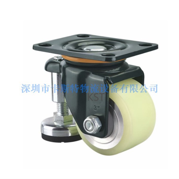 低重心调节脚轮高承载双轴承铝芯PU轮日式低重型尼龙轮万向脚轮