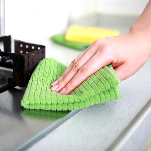 Double-sided gold and silver dishwashing cloth, double-sided velvet rag, non-stick oil, microfiber dishcloth, kitchen decontamination scouring pad