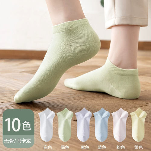 Women's Socks Short Socks Summer Thin Plain Crew Socks with Breathable Sweat Absorbent Sports Socks for Summer White Light Mouth Trendy Socks