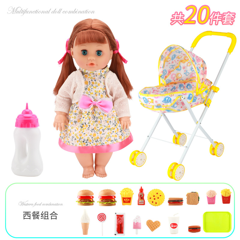 Fábrica directa de juguetes para niños en casa beberán agua, orinarán y cantarán simulación de muñecas conjuntos de juguetes de alimentos