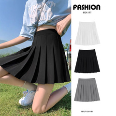 女性の夏の白いスカートは日本のハイウエストで痩せています。秋冬の新型jk格子の大きいサイズのa字のスカートです。