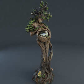 跨境新款自然森林女神小鸟雕像树脂摆件桌面装饰个性创意花园摆件
