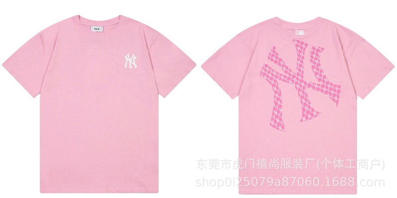クロスボーダー25ss刺繍MLB春夏全面プリントロゴ半袖男女兼用ゆったりカジュアルTシャツ純綿快適|undefined
