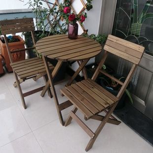 Internet Celebrity Set Outdoor Foldableable Small Solid Wood Tables and Chairs Garden Balcony Rental House Stall Night Market Meal Weidong