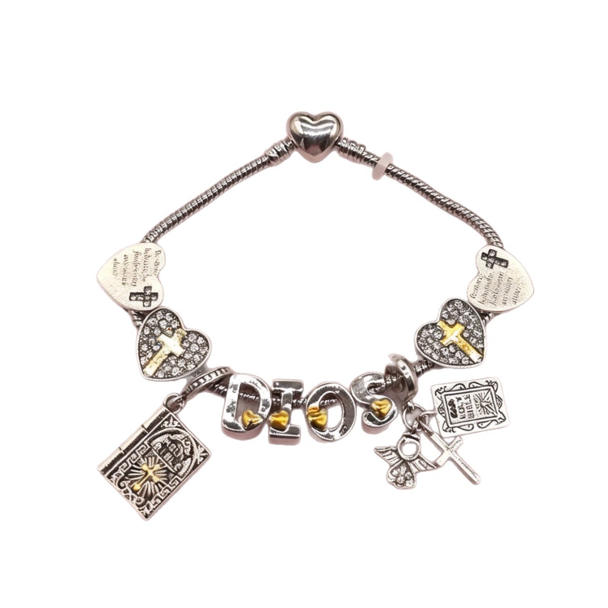 Pan Jia pulsera cross-border explosión DIY pulsera diamante cruz ángel amor colgante joyas retro
