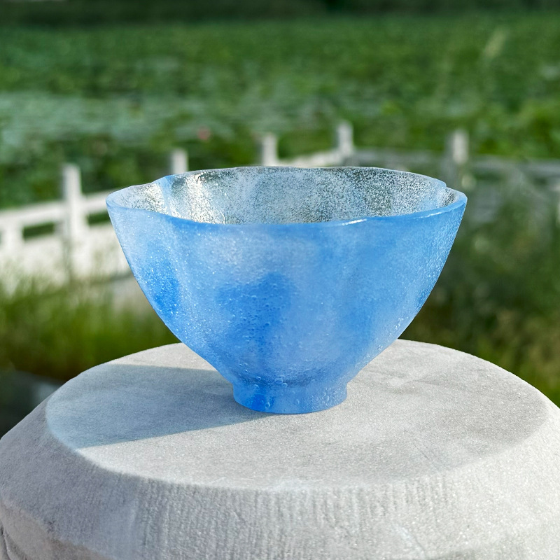 古法琉璃失蜡法粉彩粉烧琉璃茶盏芙蓉花口酒杯子杯垫套装不可开水|undefined