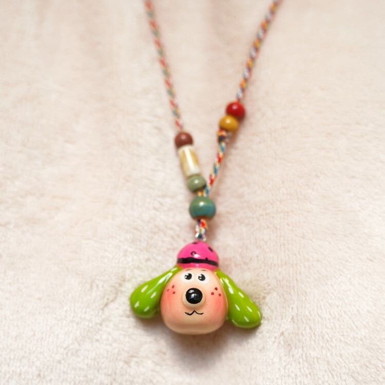 Color Cartoon Puppy Necklace Unique Niche Design Sense Pendant Necklace Cute All-match Elegant Rope Necklace