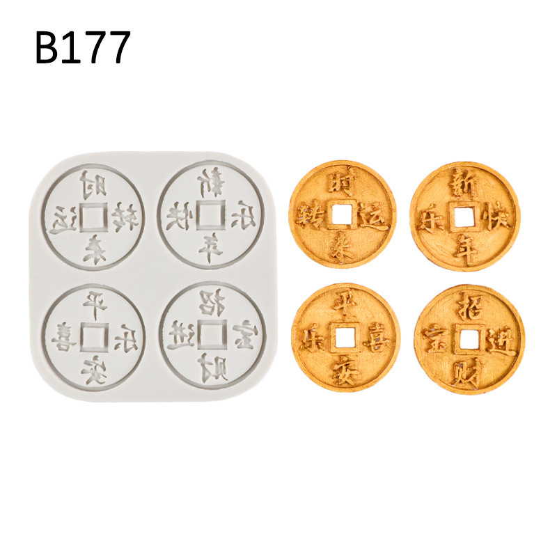 Año Nuevo chino molde de moneda de cobre molde de silicona Feliz Año Nuevo