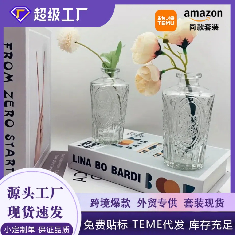 Mini pequeño jarrón en adornos de viento jarrón de vidrio floral de alto nivel decoración vintage jarrón adornos al por mayor