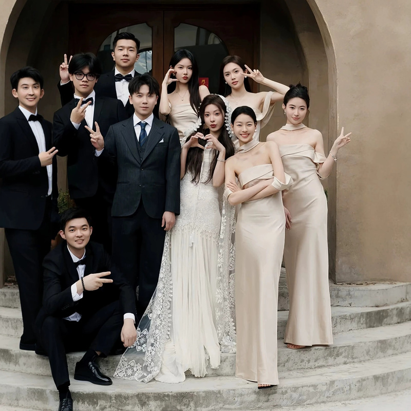 Korean-style champagne-colored satin strapless waist-cinching bridesmaid dress for a sister group, 2026 new model, long evening gown suitable for petite women