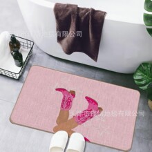 跨境西部牛仔女孩入户门垫卡通粉色玄关脚垫temu亚马逊代发地垫