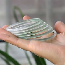 玉髓手镯半山半水细线镯叮当镯女款半绿半白油青玛瑙玉石手镯批发