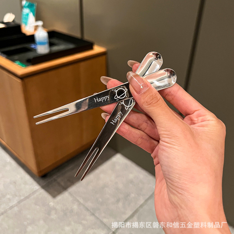 食品グレードのフルーツフォーク 316L ステンレス鋼フォーク子供用ポータブルデザートフォークケーキスナックフォーク|undefined