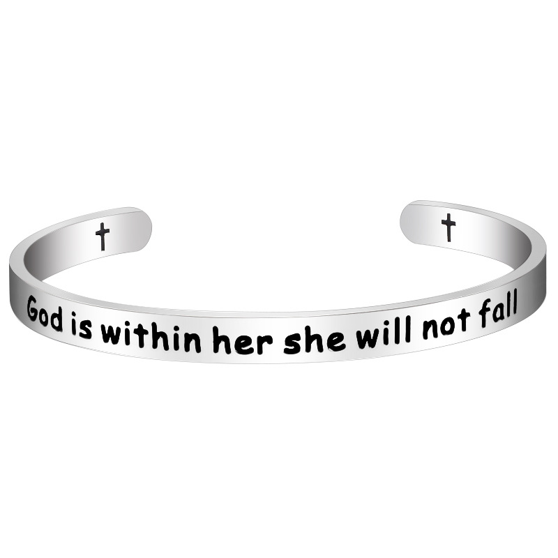 Fashion Letter Titanium Steel Polishing Bangle