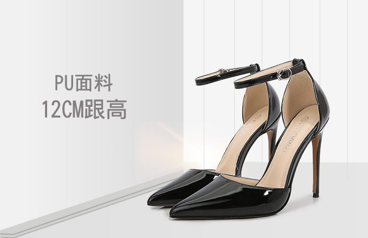 Giày cao gót nữ mũi nhọn quai ngang kim loại gót nhọn thanh mảnh, gót siêu cao trên 8 cm — Màu mơ, Màu trắng, Màu đen, Màu đỏ chi tiết 2