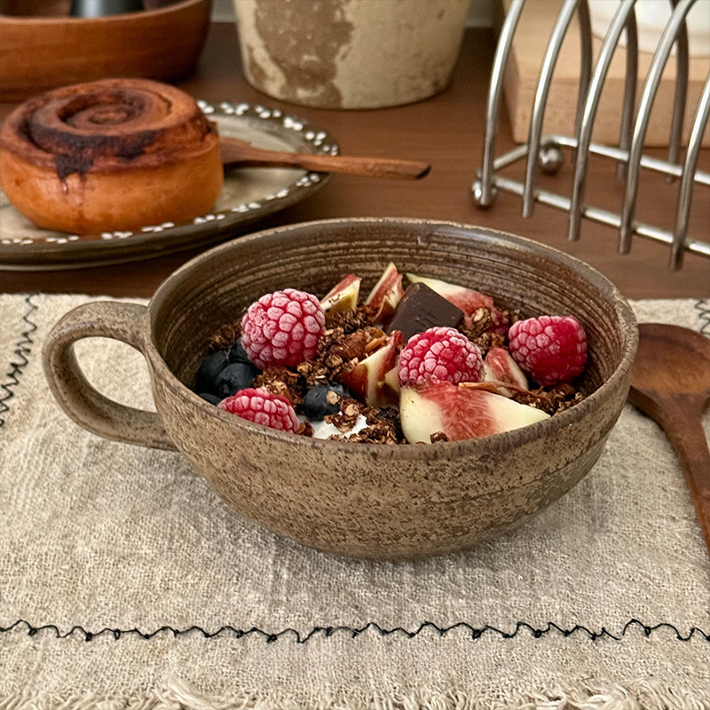 Rustic Pottery Wabi-Sabi Style Yogurt Bowl, Niche Design Ceramic Bowl, Breakfast Bowl, Particularly Unique Bowl
