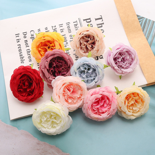 6cm Simulation European-Style Small Peony Flower Heads, Silk Fabric Silk Flowers for Decorative Handmade Wreaths & DIY Floral Gift Boxes—Camellia Blossoms