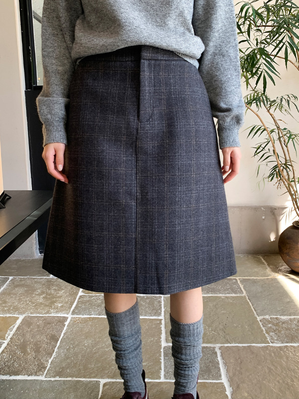 衣爾のシャツの伯徳さんのウールは厚い半身のスカートの女性の冬のa字は毛の高い腰のinsの質感の毛の中のスカートを磨いています。|undefined