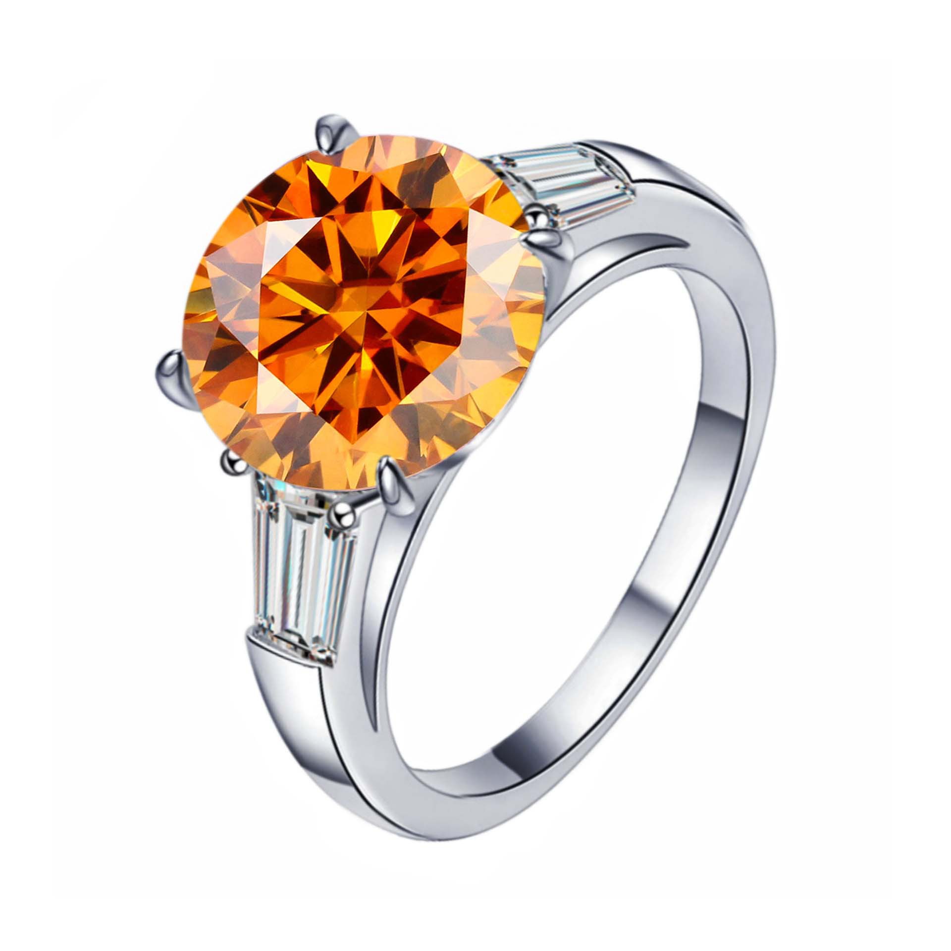 S925 plata esterlina de 5 quilates anillo de piedra de moissan, anillo de compromiso elegante de alta calidad