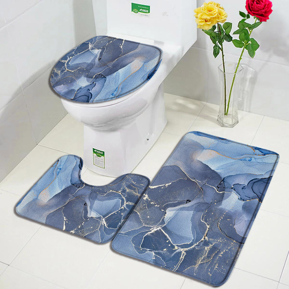 Baño transfronterizo de tres piezas aislante de frío absorción de agua alfombra de franela resistente al desgaste y sucia fácil de cuidar alfombra antideslizante de decoración doméstica