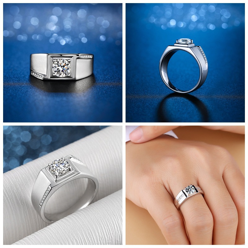 Wedding, Engagement Occasion 1.0ct 925 Sterling Silver Moissanite High Carbon Diamond Geometric Rings Moissanite Rings GRA Certificate