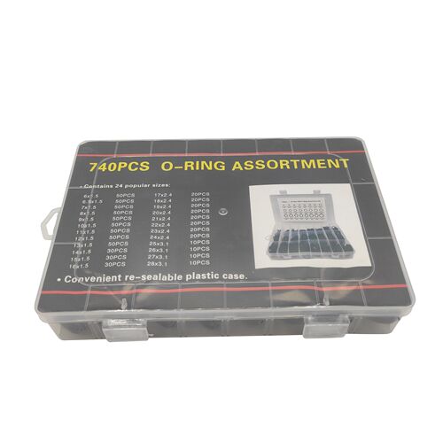740pcs boxed O-ring set, rubber sealing ring, O-ring, high temperature resistance, corrosion resistance, nitrile rubber black