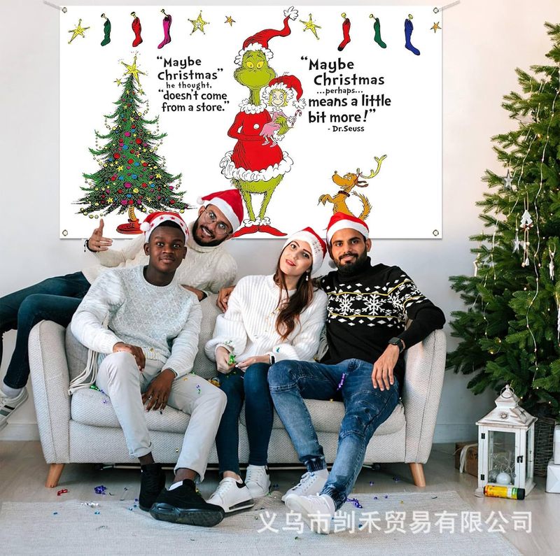 クロスボーダー新しいクリスマスバナーフェスティバルパーティー装飾ドアカーテンパーティー吊り旗クリスマスカプレット工場|undefined