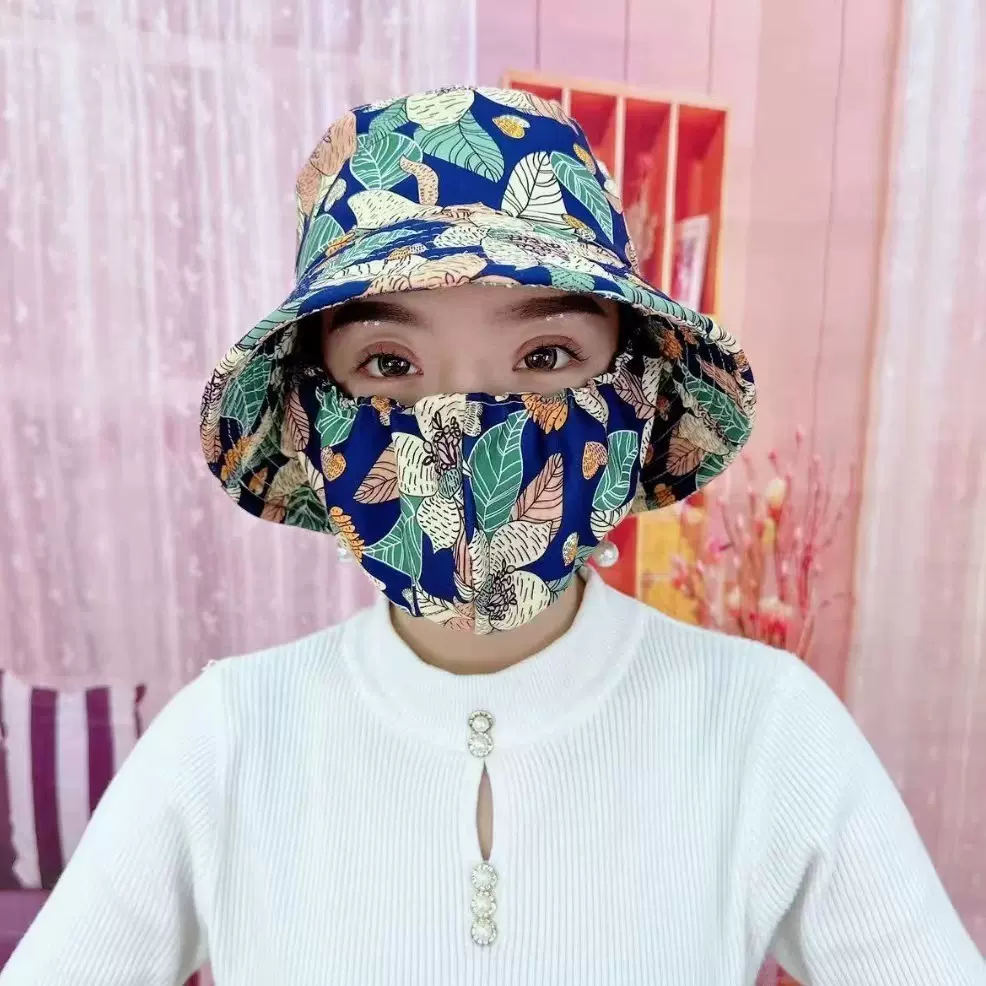 口罩帽子防晒夏季采茶遮阳帽防晒避暑纳凉遮阳帽越南遮阳帽批发