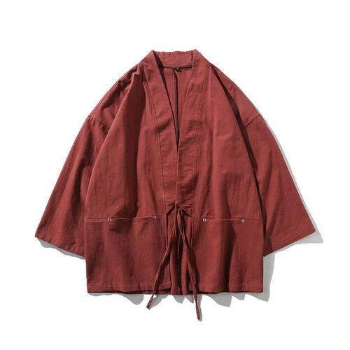 Hanfu-style men's ancient Chinese fashion immortal robes summer 7/8 sleeve Chinese-style open jacket casual young men Tang suit outerwear trendy