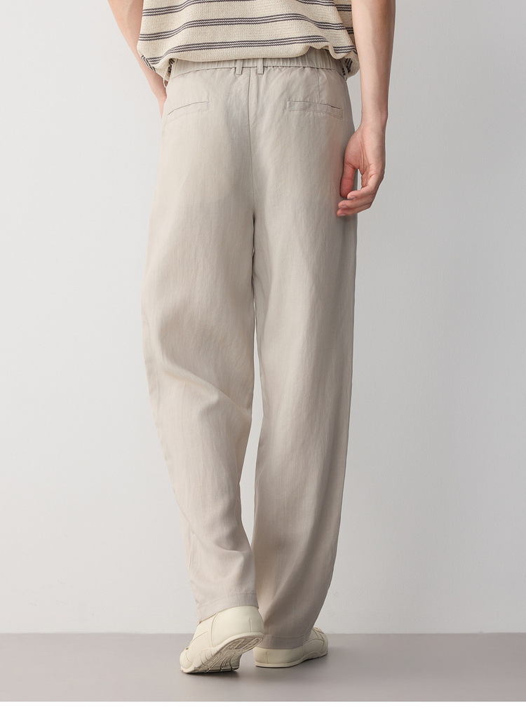 Quần kaki nam công sở ống thẳng chất liệu linen pha lyocell — đen chi tiết 16