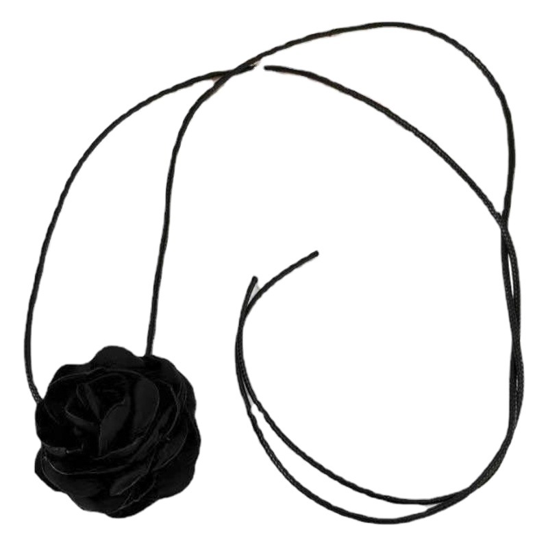 European and American cross-border jewelry clavicle chain personalized collar handmade rose necklace floral flannel choker necklace for women