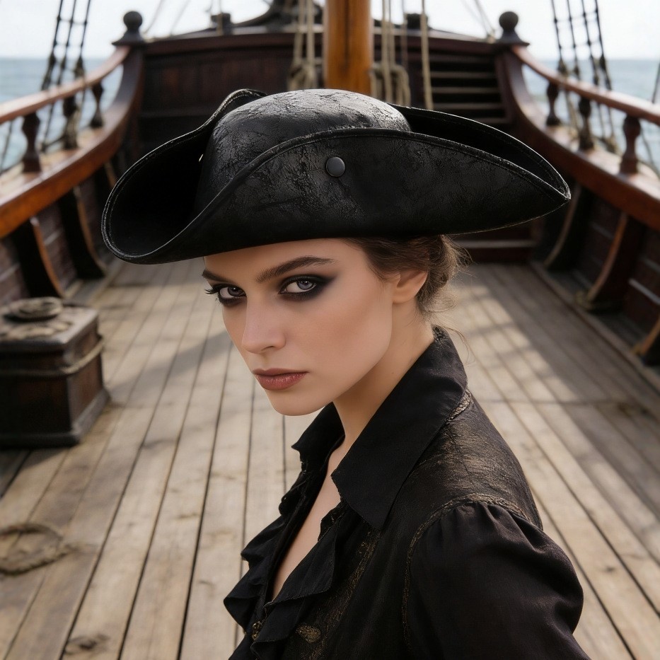 Cappello da festa unisex marrone fantasia pirata cowboy triangolare per ballo di fine anno stile western decorativo_voghion.com