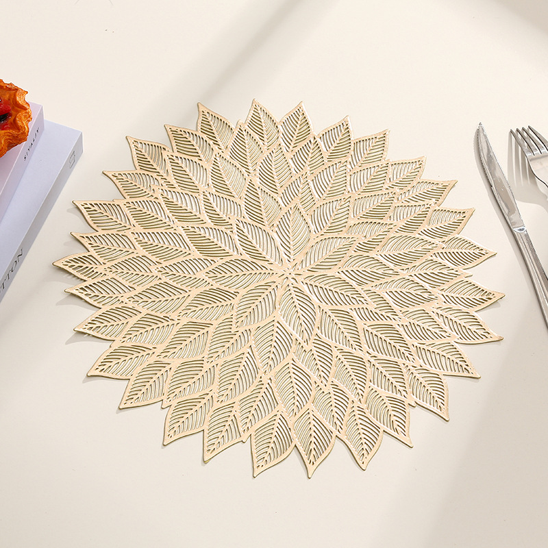 Alfombrilla de mesa de lujo ligera transfronteriza para el hogar, diseño moderno, alfombrilla de mesa lavable, costura de moda creativa, posavasos de hojas al por mayor
