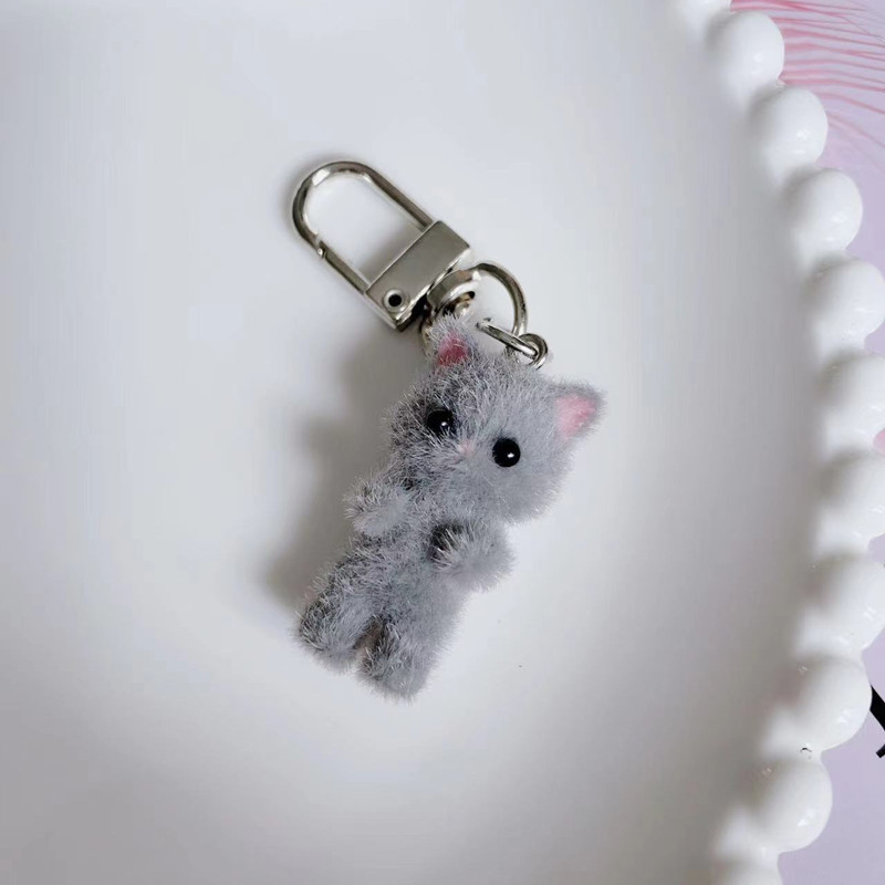 7g Weight Keychain Classification Daily Occasion Resin, Flocking Material Cat Pattern Women's Gender Cartoon Style, Cute Style Cartoon Style Cute Cat Resin Flocking Women's Keychain 6
