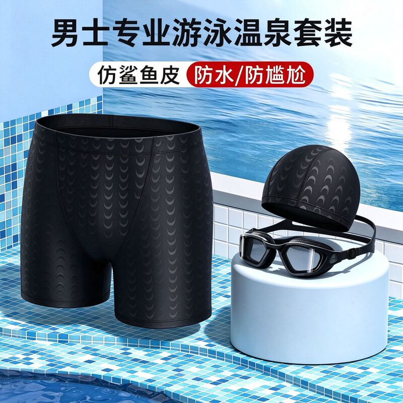 Five-Point Swim Trunks, Sharkskin-Like Tight-Fitting Beach Shorts, Professional Racing Swim Trunks, Quick-Drying, Large Size, Sports Hot Spring Trendy Five-Point Swim Trunks, Sharkskin-Like Tight-Fitting Beach Shorts, Professional Racing Swim Trunks, Quick-Drying, Large Size, Sports Hot Spring Trendy