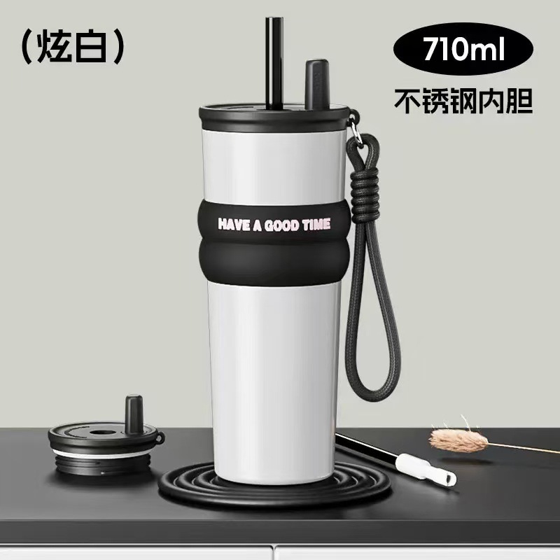 Nuevo alto valor 316 taza de aislamiento de acero inoxidable taza de café de paja de gran capacidad taza de aislamiento de automóvil